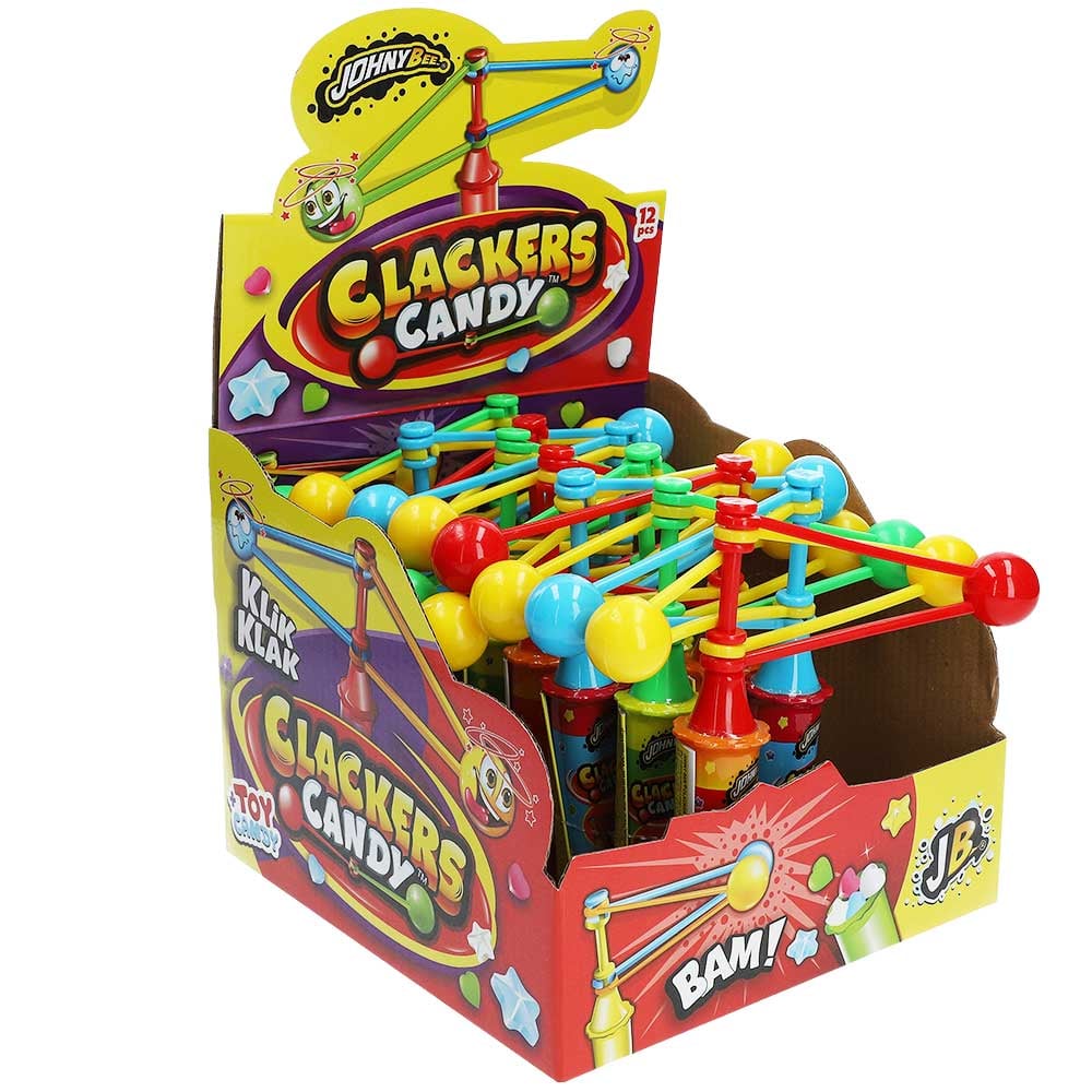 JB Clacker Candy 16g × 12 – Lízátko s hračkou klapka