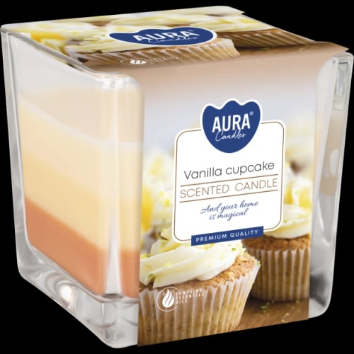Bispol Aura Vanilla cupcake – svíčka ve skle 170 g