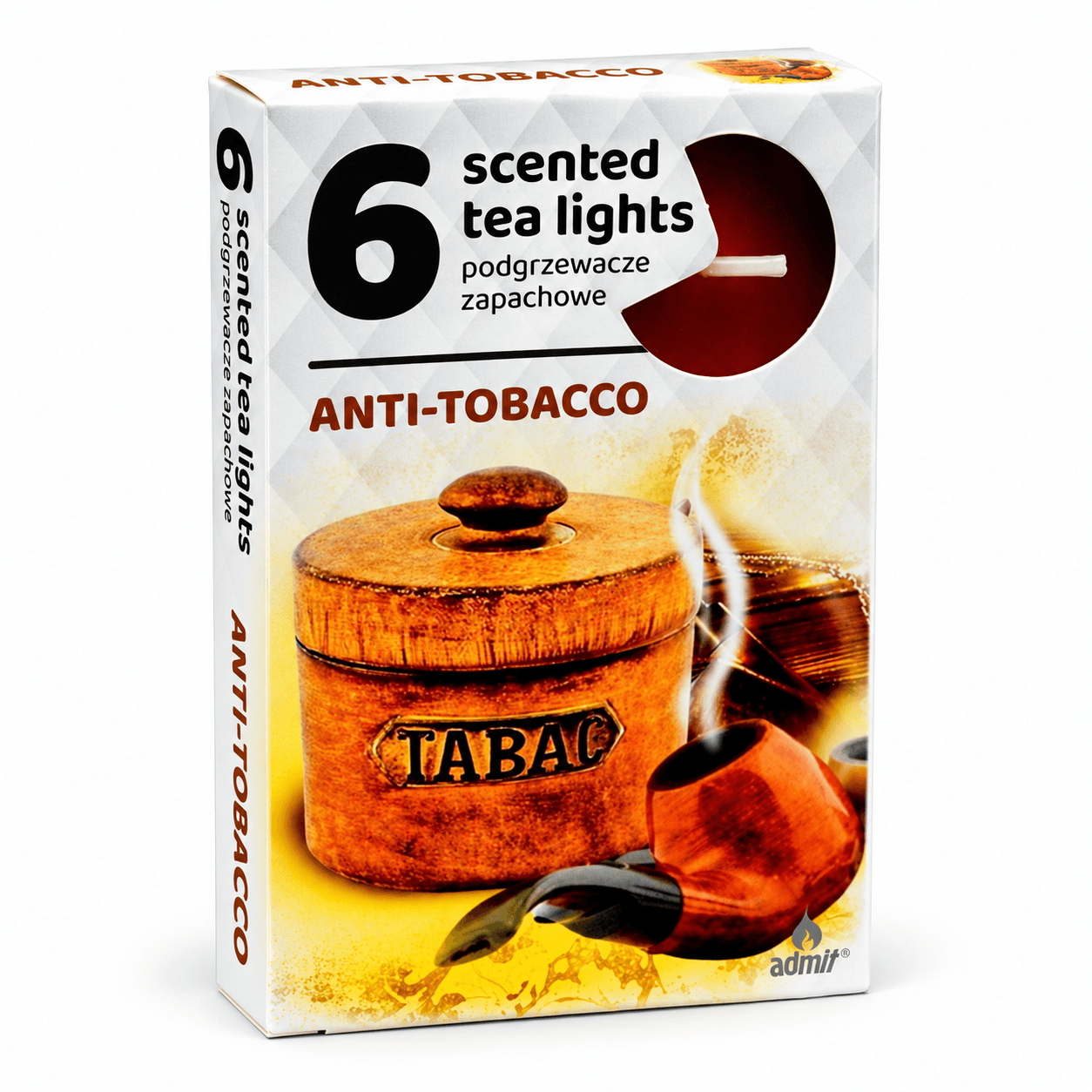 Admit Svíčky čajové vonné anti tobacco 6ks