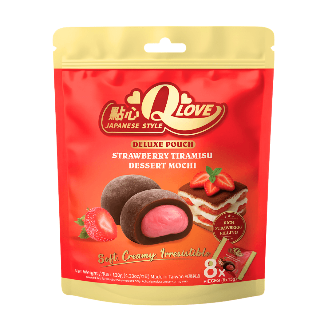 QLove Strawberry Tiramisu Mochi Deluxe Pouch 120g