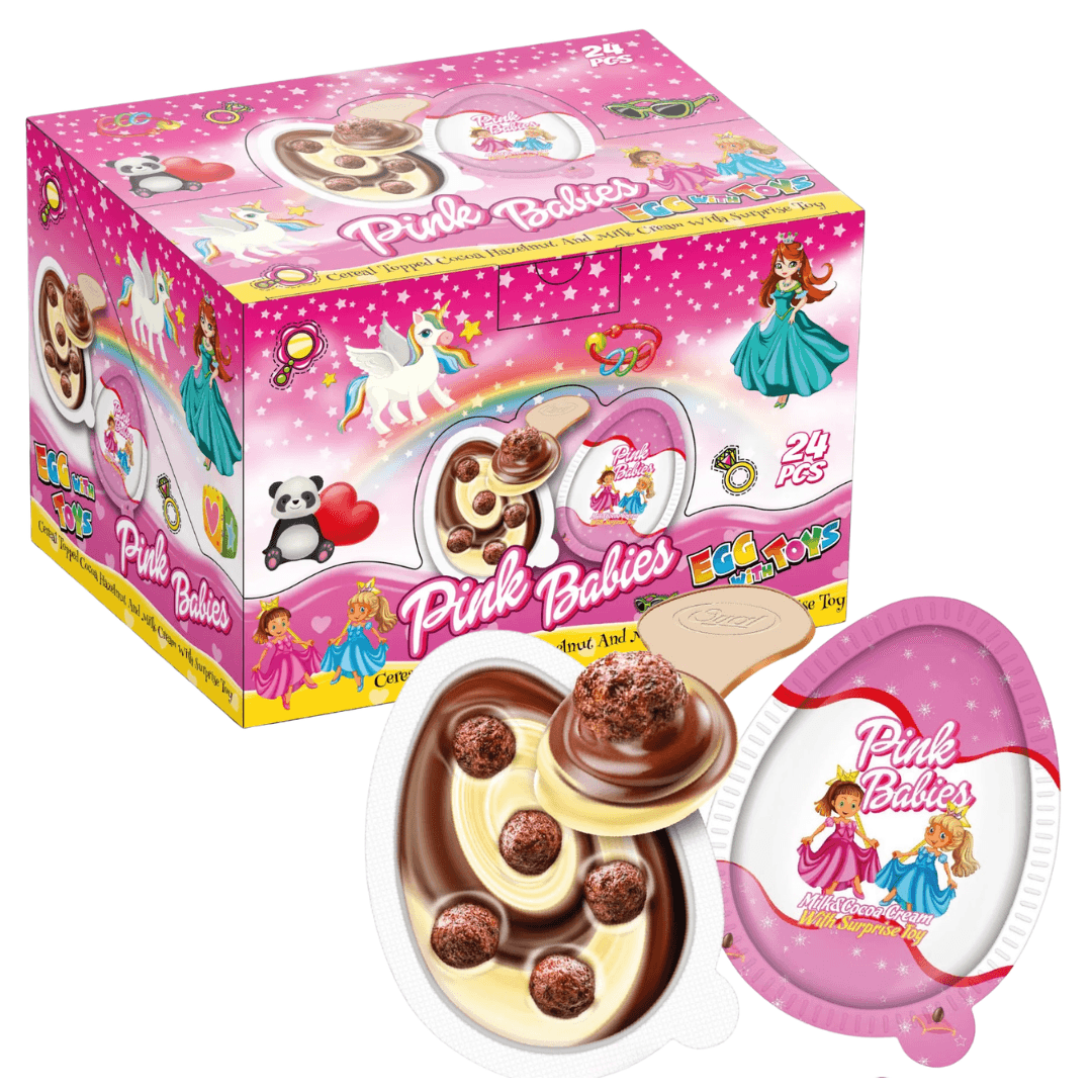 Pink Babies Plastic Eggs with Toys 15g