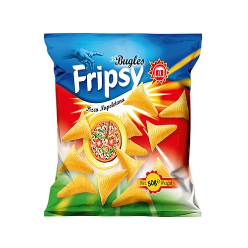 Fripsy Bugles Pizza 50g x 25 – Křupavé pizza rožky pro každou příležitost