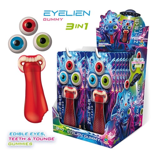 EYELIEN GUMMY – želé jazyk, zuby a 3x oči 28g