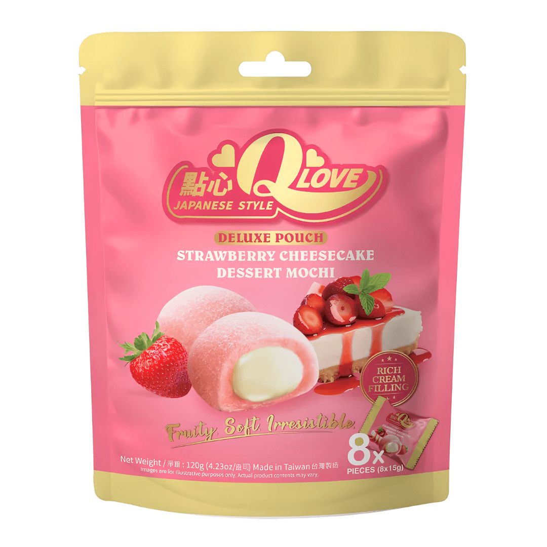 QLove Strawberry Cheesecake Mochi Deluxe Pouch 120g