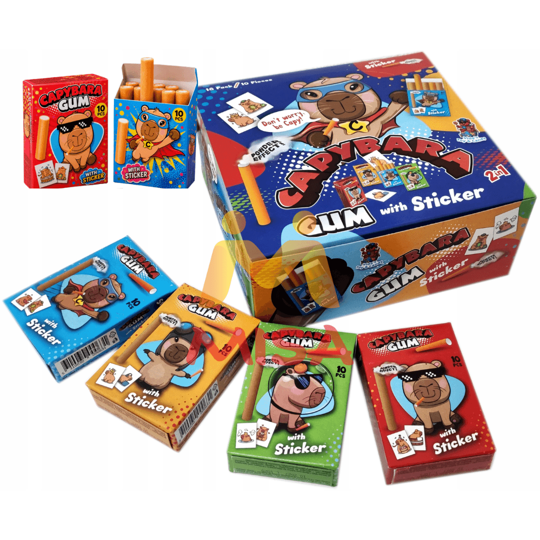 Capybara Gum 35g + Sticker - žvýkací tyčinky (10 ks) se samolepkou kabybary