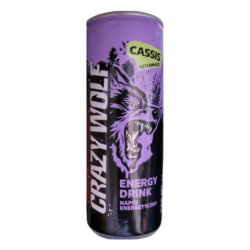 Crazy Wolf energy 0,25L plech Cassis fialový