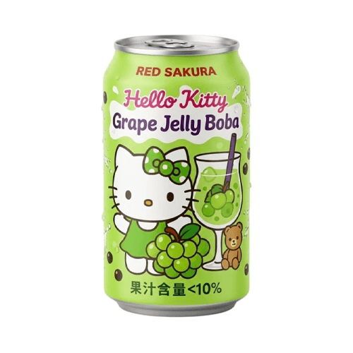 Red Sakura Hello Kitty Grape Drink With Jelly Boba 310ml