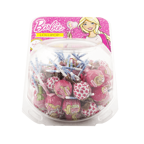 Barbie Lollipop Bubble Gum Lízátko se žvýkačkou 15g